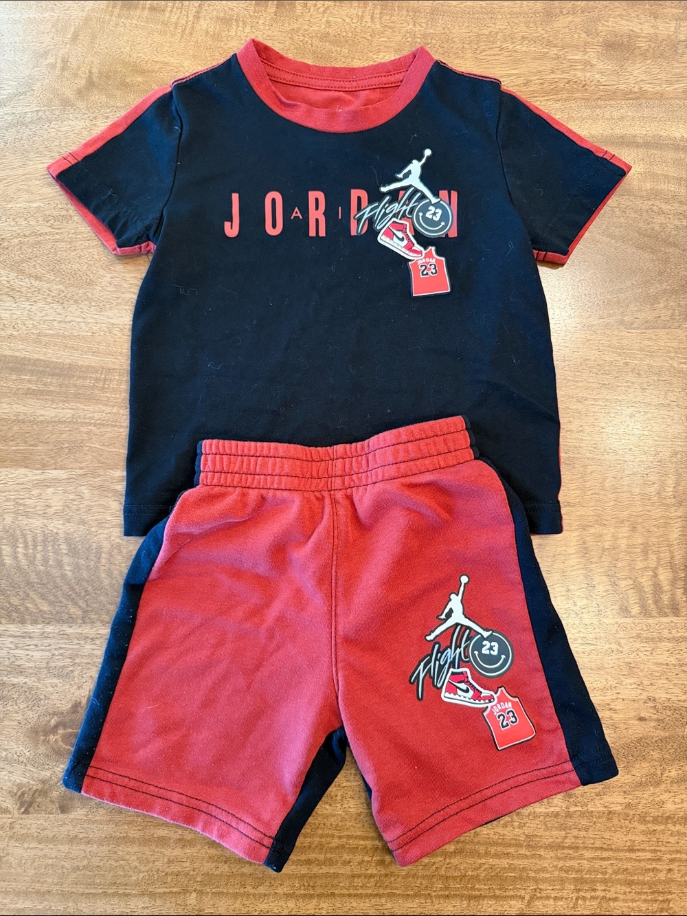 Jordan Black & Red Short Sleeve Tee and Red Shorts Set Kids/Toddler